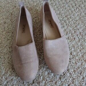 Paul Green light pink and Metallic Gold Leather Flat Loafers size 7.5